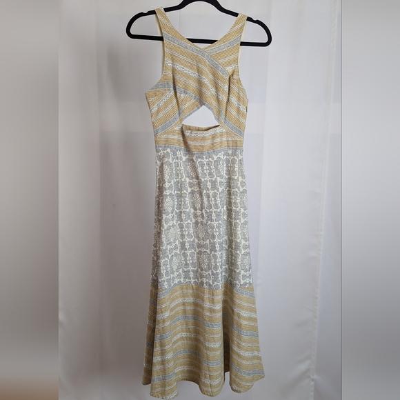 Free People woven cotton tan midi dress w/ cut outs - Picture 8 of 8